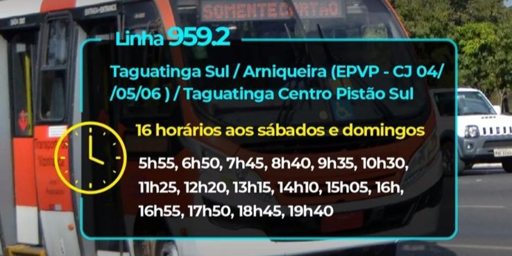 Linha 959.2 passa a operar aos domingos e feriados em Arniqueira